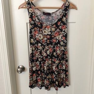 Black Loose Tank with antique floral print
